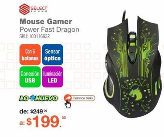 RadioShack Mouse gamer select power fast dragon / alámbrico / negro oferta