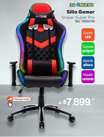 Silla gamer sniper super pro 4tune polipiel con luces led