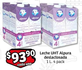 Soriana Mercado Leche UHT Alpura deslactosada 1 L. 4 pack oferta