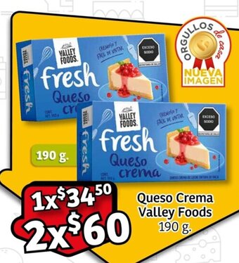 Soriana Mercado Queso Crema Valley Foods 2x190 g. oferta