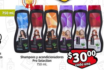Shampoos y acondicionadores Pro Selection 750 ml.