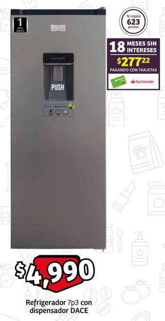 Soriana Mercado Refrigerador 7p3 con dispensador DACE oferta