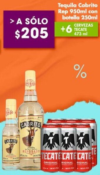 Tequila Cabrito Rep 950ml con botella 250ml
