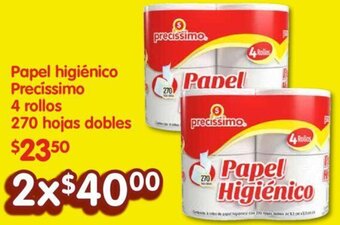 Soriana Mercado Papel higiénico Precissimo 2x4 rollos 270 hojas dobles oferta