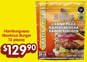 Soriana Mercado Hamburguesa Maximus Burger 12 piezas oferta