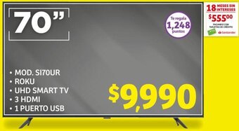 Soriana Mercado JVC MOD. SI7OUR • ROKU • UHD SMART TV • 3 HDMI 70" oferta