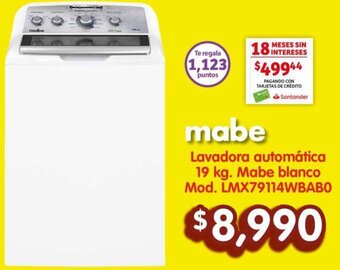 Soriana Mercado mabe Lavadora automática 19 kg. Mabe blanco Mod. LMX79114WBABO oferta