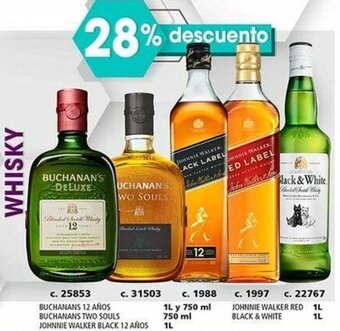 WHISKY BUCHANANS 12 AÑOS 1L y 750ml