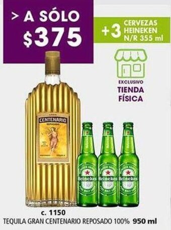 Bodegas Alianza TEQUILA GRAN CENTENARIO REPOSADO 100% 950 ml oferta