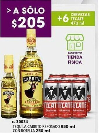 Bodegas Alianza TEQUILA CABRITO REPOSADO 950 ml CON BOTELLA 250 ml oferta