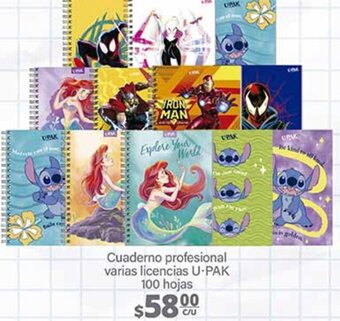 Cuaderno profesional varias licencias U-PAK 100 hojas