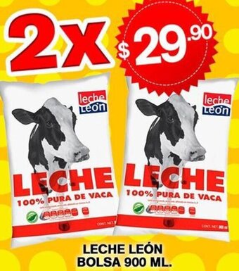 LECHE LEÓN BOLSA 2x900 ML.