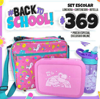 SET ESCOLAR LONCHERA CONTENEDOR BOTELLA