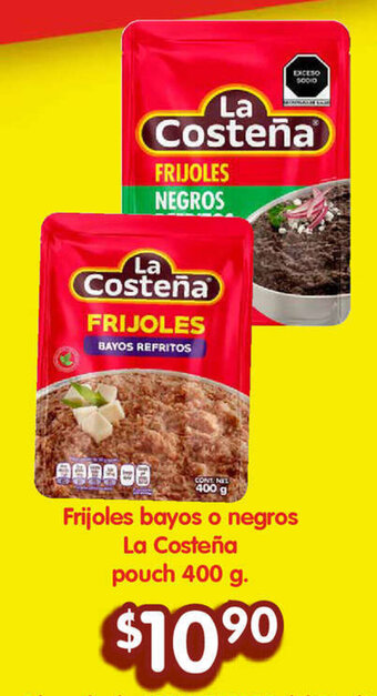 Soriana Híper Frijoles bayos o negros La Costeña pouch 400 g. oferta
