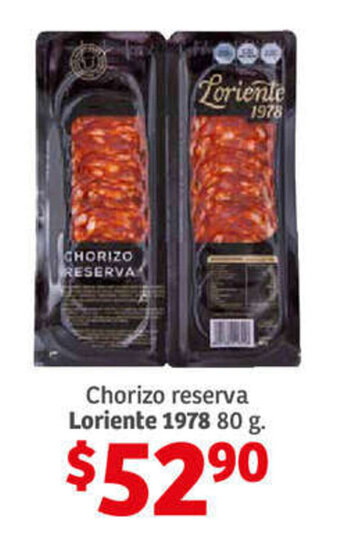 Soriana Híper Chorizo reserva Loriente 1978 80 g. oferta