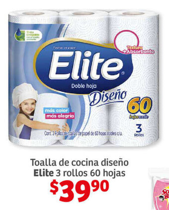 Soriana Híper Toalla de cocina diseño Elite 3 rollos 60 hojas oferta