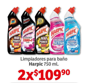 Soriana Híper Limpiadores para baño Harpic 750 ml. x 2 oferta