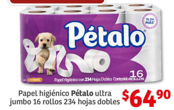 Soriana Híper Papel higiénico Pétalo ultra jumbo 16 rollos 234 hojas dobles oferta