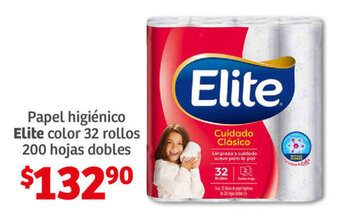 Papel higiénico Elite color 32 rollos 200 hojas dobles