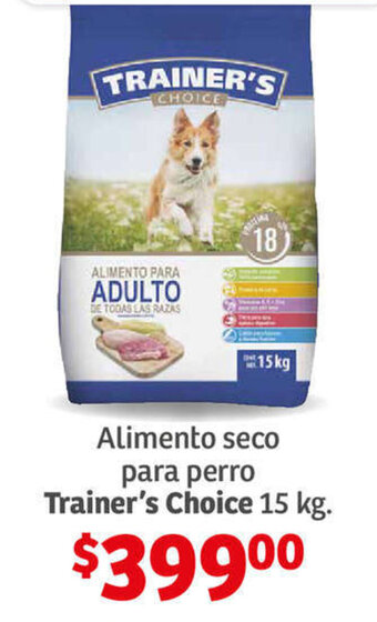 Alimento seco para perro Trainer's Choice 15 kg.
