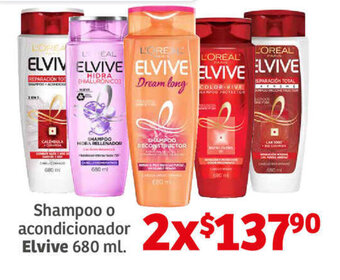 Shampoo o acondicionador Elvive 680 ml. x 2