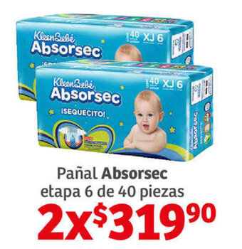 Soriana Híper Pañal Absorsec etapa 6 de 40 piezas x 2 oferta