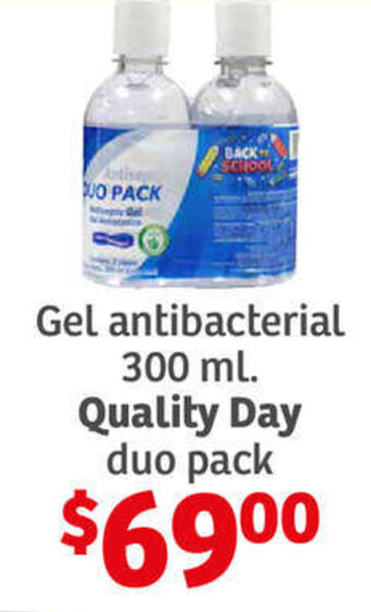Soriana Híper Gel antibacterial 300 ml. Quality Day duo pack oferta