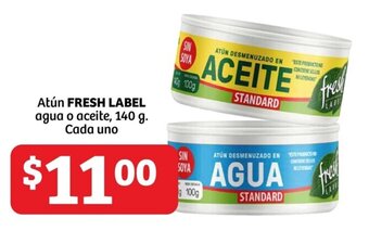Soriana Híper Atún FRESH LABEL agua o aceite, 140 g. Cada uno oferta