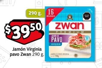 Soriana Mercado Jamón Virginia pavo Zwan 290 g. oferta