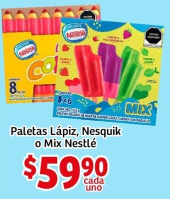 Soriana Mercado Paletas Lápiz, Nesquik o Mix Nestlé oferta