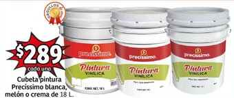 Soriana Mercado Cubeta pintura Precíssimo blanca, melón o crema de 18 L. oferta