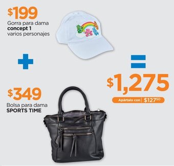 Chedraui Gorra para dama concept 1 varios personajes + Bolsa para dama SPORTS TIME oferta