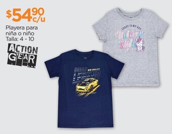 Chedraui Playera para niña o niño Talla: 4 - 10 ACTION GEAR oferta