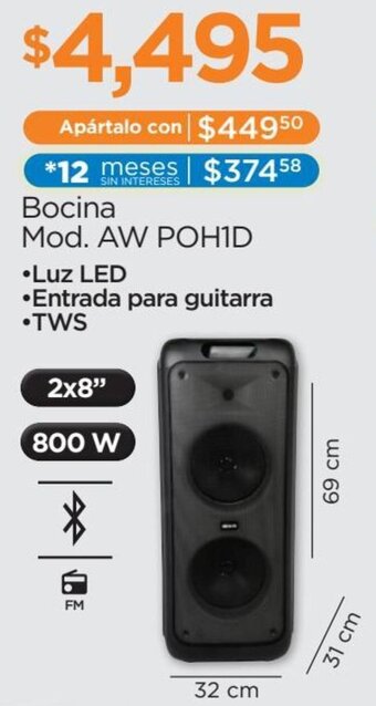 Chedraui Bocina Mod. AW POHID oferta