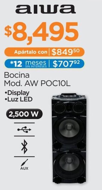 Chedraui Bocina Mod. AW POCIOL aiwa oferta