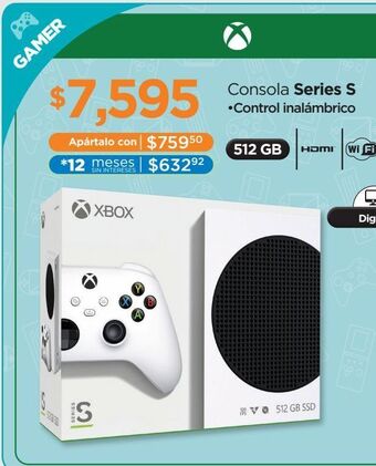 Chedraui Consola xbox series s 512gb blanco oferta