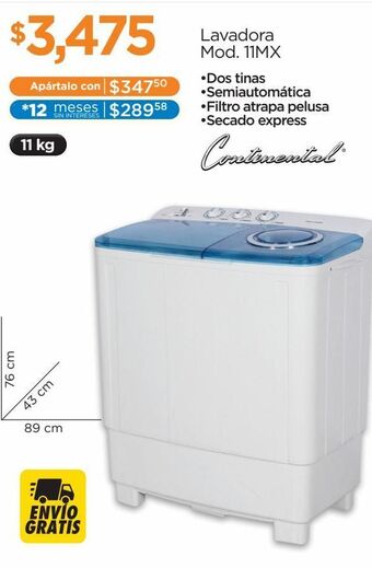 Chedraui Lavadora semiautomática continental blanco ce-wt111mx oferta
