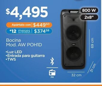 Sistema de audio aiwa 800w negro aw poh1d