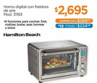 Chedraui Horno digital con freidora de aire hamilton beach acero inoxidable 31193 oferta