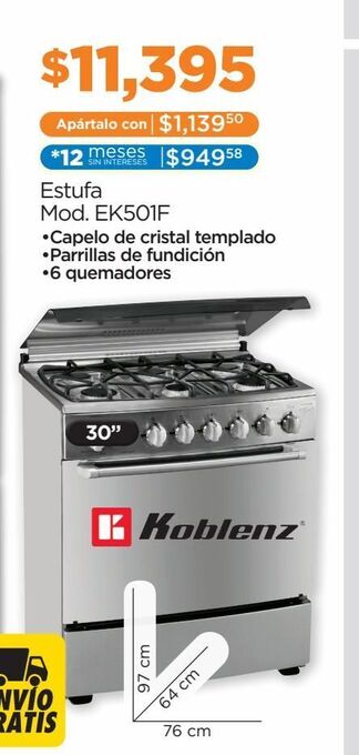 Chedraui Estufa de piso koblenz niza 30 pulgadas ek-501-f oferta