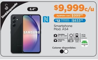 Celular abierta samsung a54 128gb negro