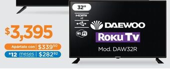 Chedraui Pantalla daewoo 32 pulgadas roku daw32r oferta