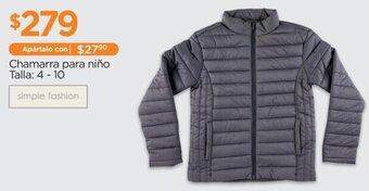 Chedraui simple fashion Chamarra para niño Talla: 4-10 oferta