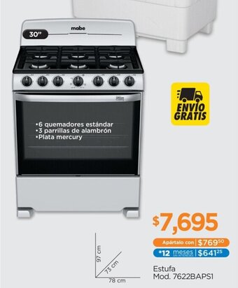 Chedraui mabe Estufa Mod. 7622BAPS1 oferta
