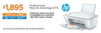Chedraui hp Multifuncional Mod. Ink Advantage 2775 oferta