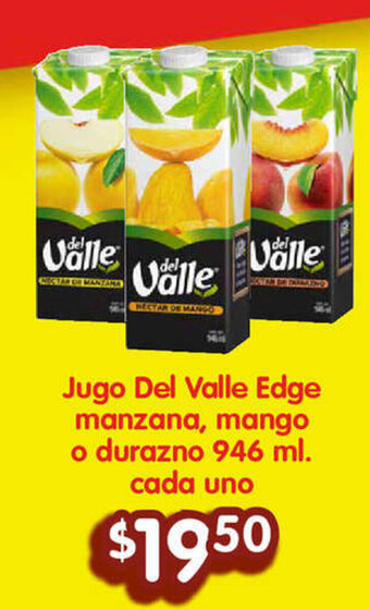 Jugo Del Valle Edge manzana, mango o durazno 946 ml. cada uno