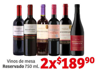 Vinos de mesa Reservado 750 ml x 2
