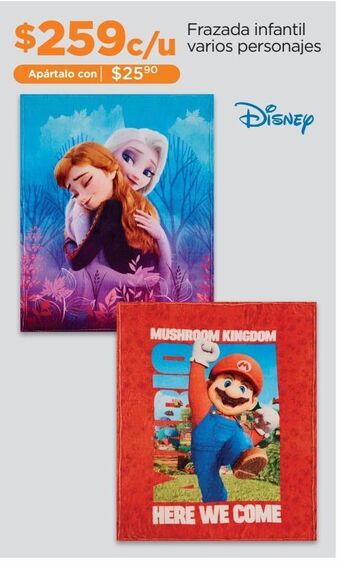 Chedraui Frazada infantil varios personajes disney oferta