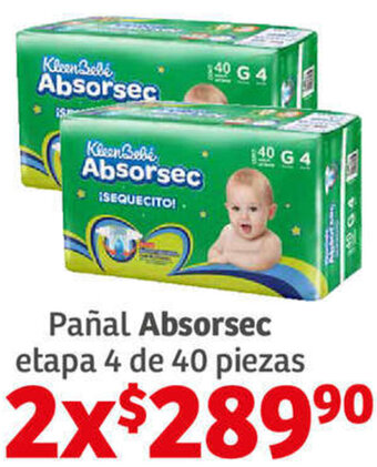 Absorsec Pañal etapa 4 de 40 piezas