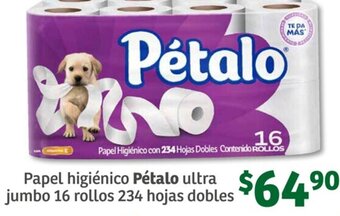 Soriana Súper Papel higiénico Pétalo ultra jumbo 16 rollos 234 hojas dobles oferta